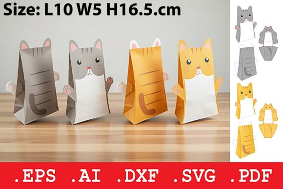 Cat Treat Gift Bag: A 3D SVG Packaging Design for Playful Handmade Packaging