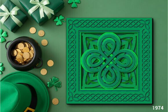 Celtic Knot Shamrock SVG Layer Cut 1974 – A 3D SVG for Saint Patrick’s Day Content