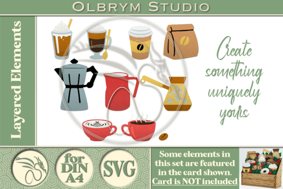 Coffee Layered 3D SVG Set for Pop-Up Cards & Craft Projects