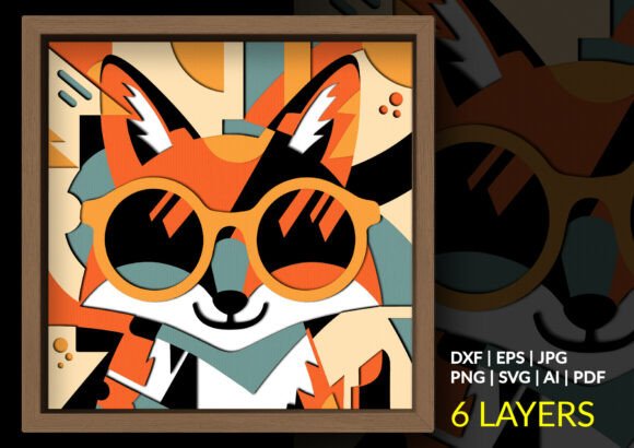 Cool Fox SVG Sunglasses Shadow Box: A 3D SVG Design for Playful Branding