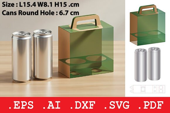 Double Can Carrier with Clear Sleeve: A 3D SVG Design for Modern Brand Packaging and Visual Marketing