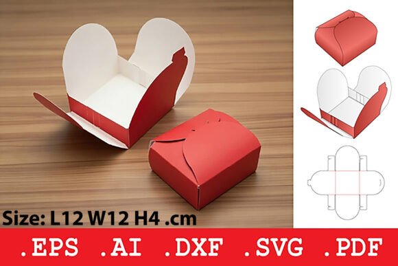 Easy Lock Square Food Box: A 3D SVG Packaging Design for Modern Branding and Content Marketing