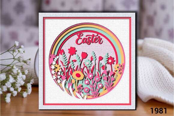 Elegant 3D SVG for Easter: Happy Easter Shadowbox Design