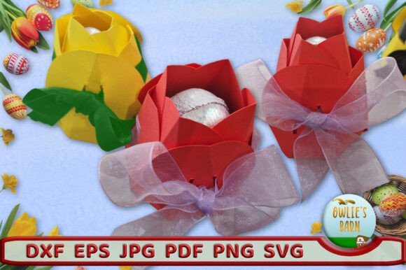 Elegant 3D SVG Tulip Egg Holder for Easter Content Design