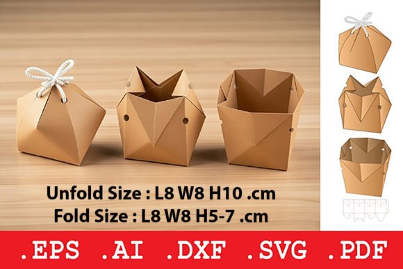 Faceted Pouch Box with Cord Tie: A 3D SVG Packaging Design for Modern Branding Projects