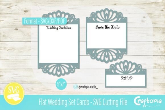 Flat Wedding Set Cards – SVG Cut File: Elegant 3D SVG for Refined Branding & Marketing