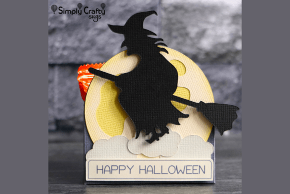 Flying Witch Treat Box 3D SVG for Halloween Crafting