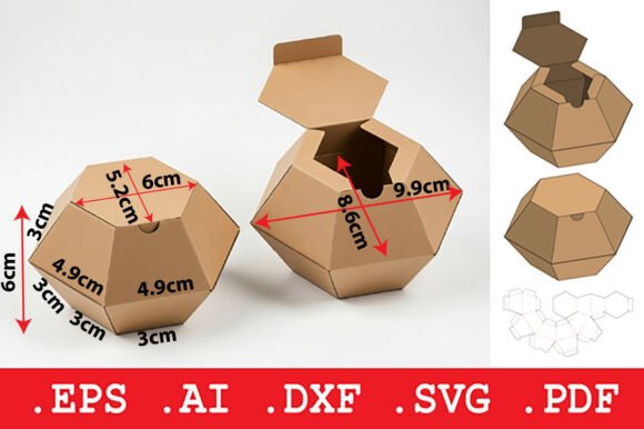 Geometric Hexagonal Gift Box: A 3D SVG Object That Elevates Handmade Packaging