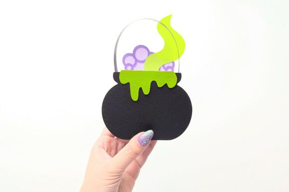 Halloween Witch Cauldron Box 3D SVG for Seasonal Content Design