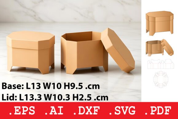 Hexagonal Tray Box with Lid – A 3D SVG Packaging Gem for Crafters & Etsy Sellers