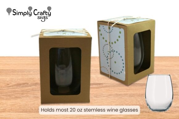 Large Stemless Wine Glass Box SVG