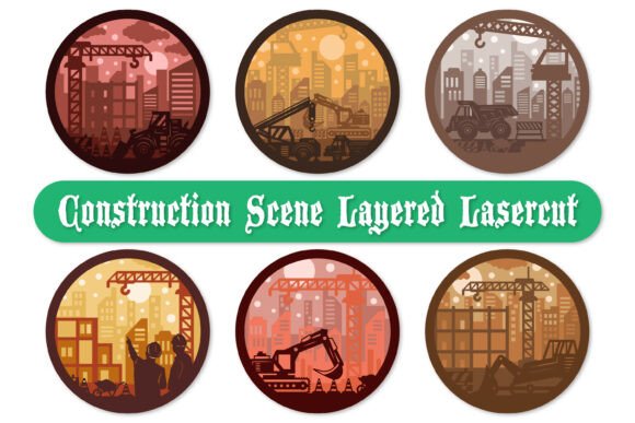 Layered Construction Scene Bundle: 3D SVG Shadow Boxes for Bold Branding