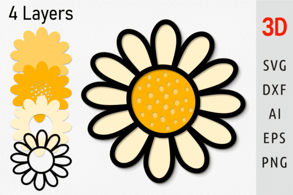 Layered Flower SVG: A 3D Daisy Design for Paper Flowers Projects