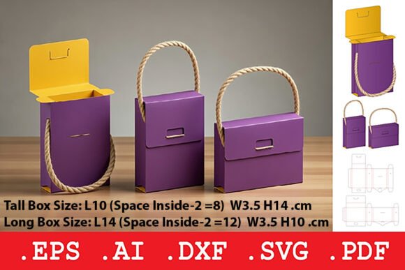 Mini Rope Handle Gift Purse Box: A 3D SVG Design for Stylish Brand Packaging and Visual Content