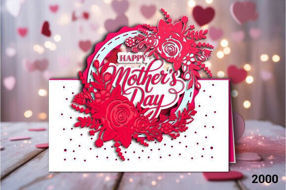 Mother’s Day Floral Wreath Card SVG 2000: A 3D SVG for Elegant Mother S Day Branding