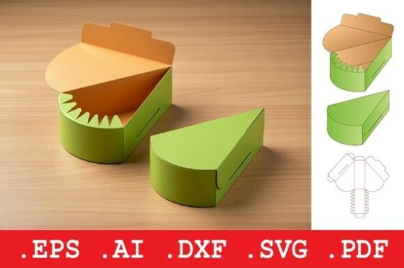 Playful 3D SVG Packaging: Folding Wedge Pie Retail Box for Editorial and Web Design