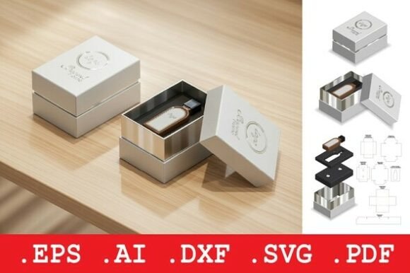 Rigid Box with Product Support and Lid – A 3D SVG Packaging Design for Premium Branding