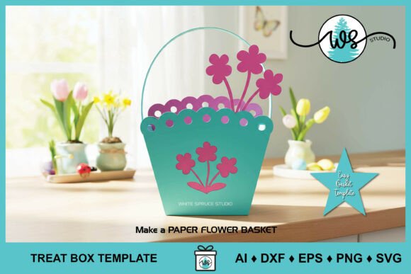 Spring Easter Flower Basket 3D SVG Template for Creative Sellers