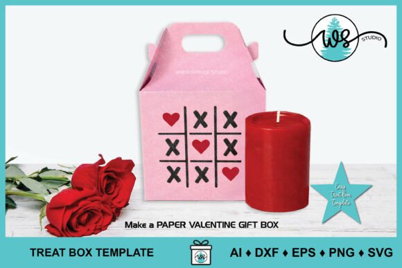 Valentine Gable Gift Treat Box Cut File: A 3D SVG for Festive Small Business Branding